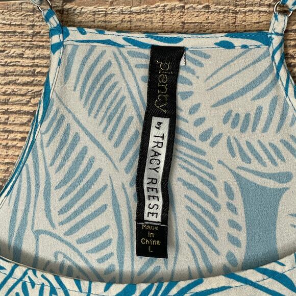 Plenty by Tracy Reese Blue White Tank Top Flounce Hem Size Large - Picture 3 of 7